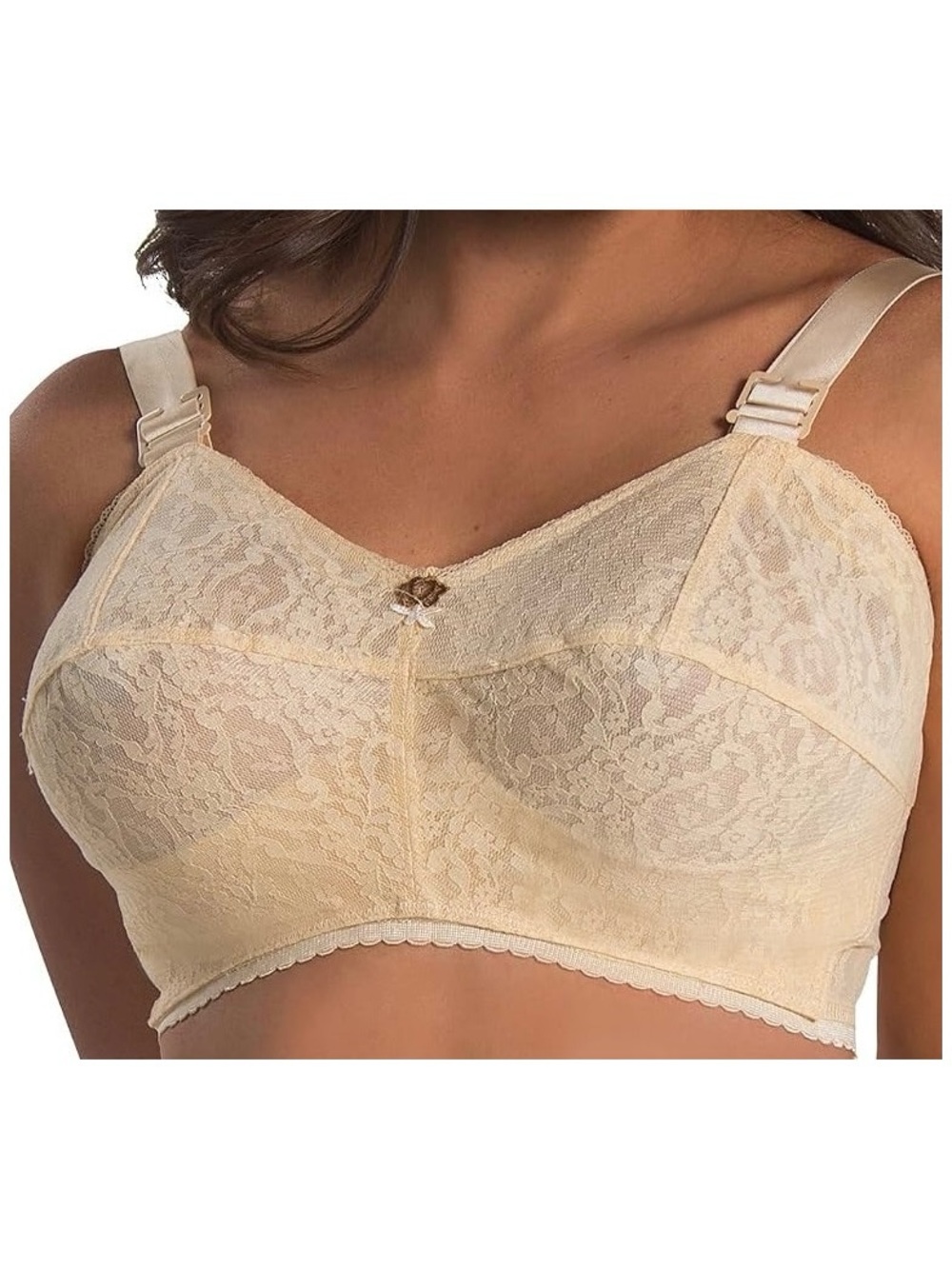 Ardyss Angel Bra Size 28H Floral Lace Adjustable Beige Small Band Large Bust Bra